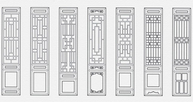 新城街道常用中式仿古花窗图案隔断设计图